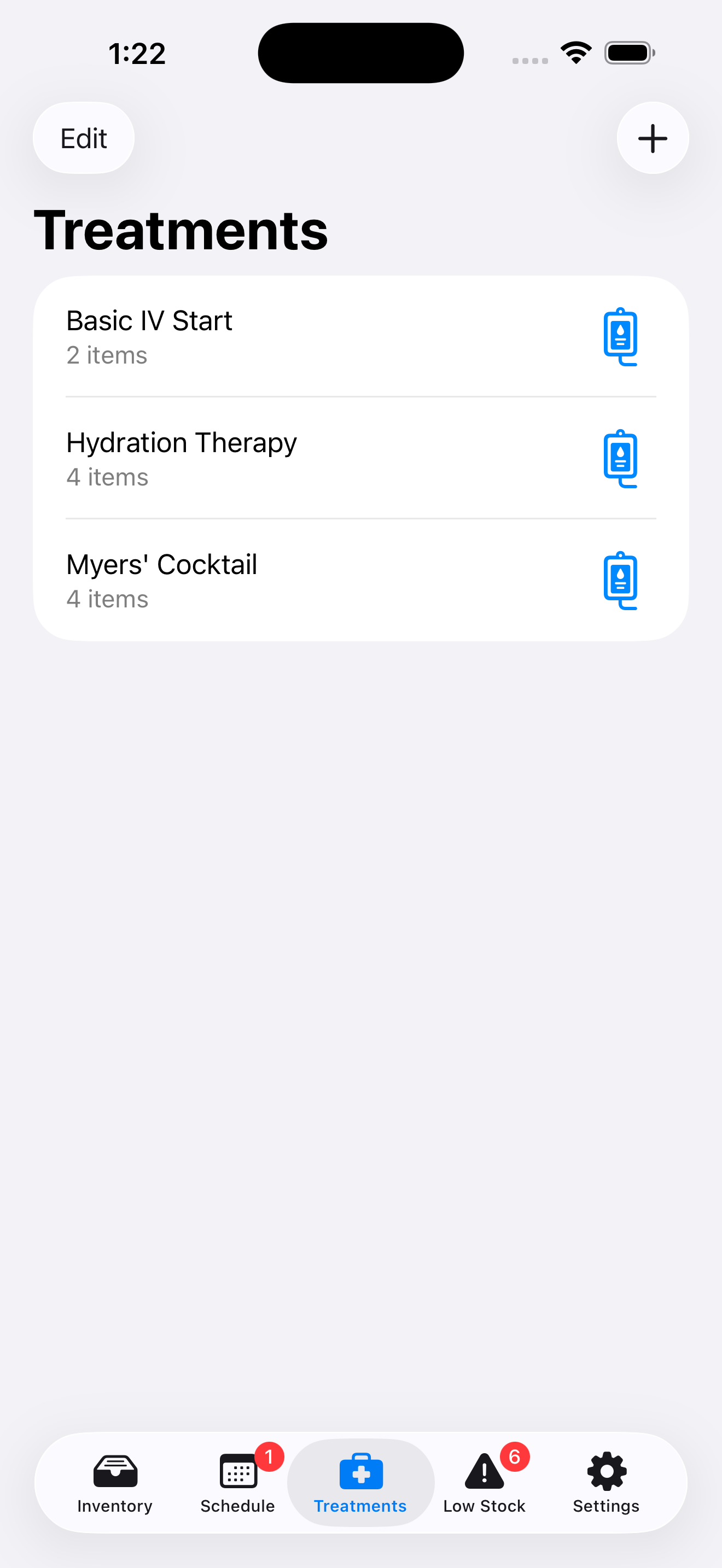 Treatments screen